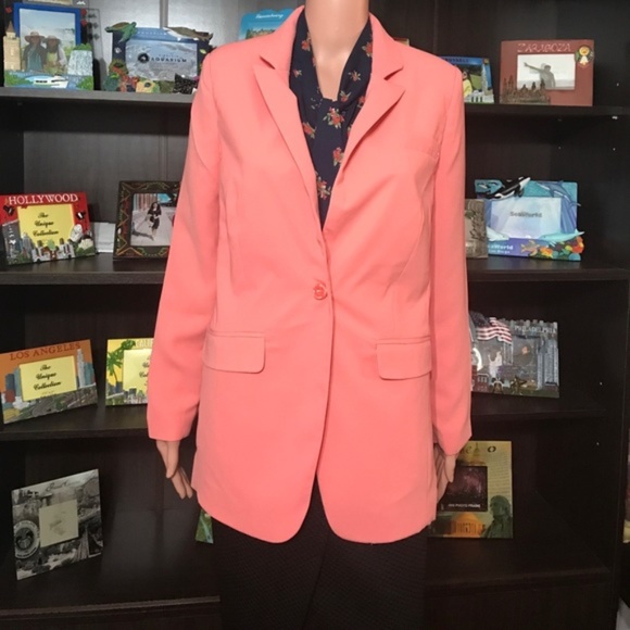 Coral Blazer with Front Button Opening - Picture 2 of 8
